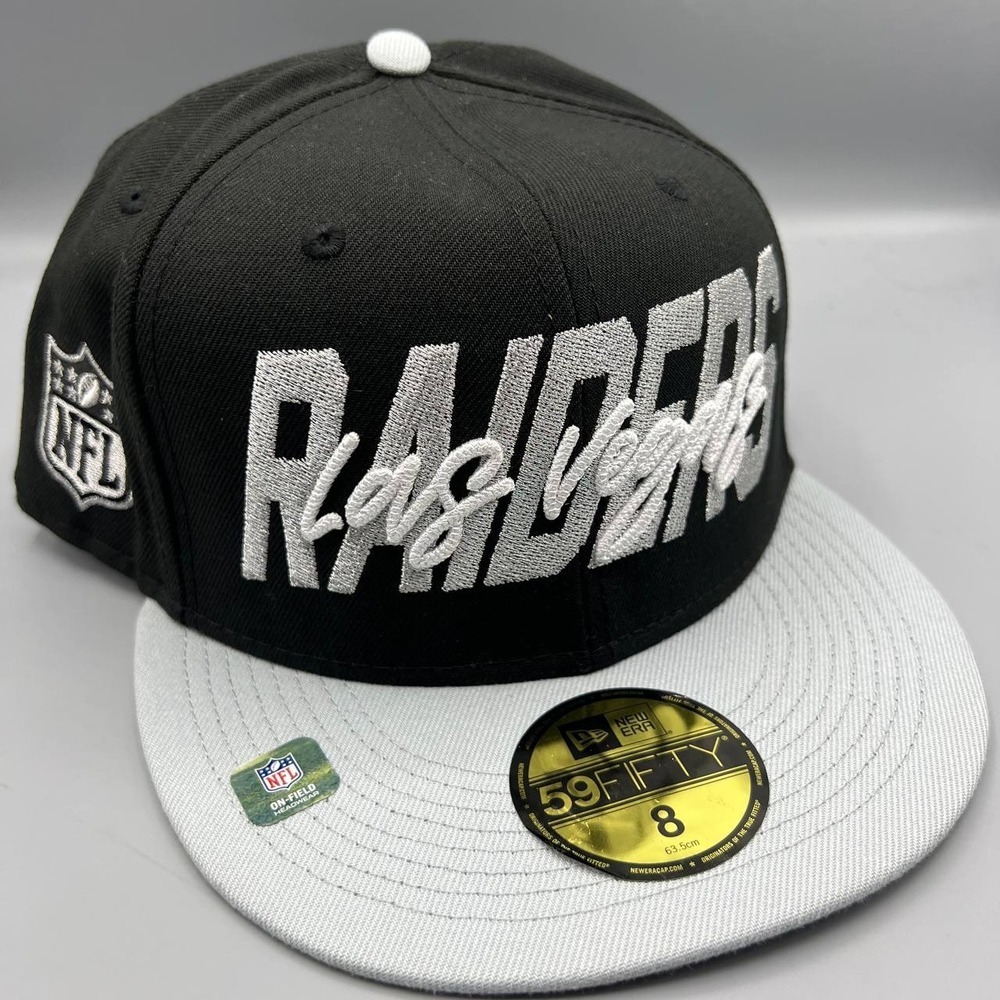 Las Vegas Raiders Hat Men 8 Black Gray 59Fifty New Era NFL Fitted Cap New